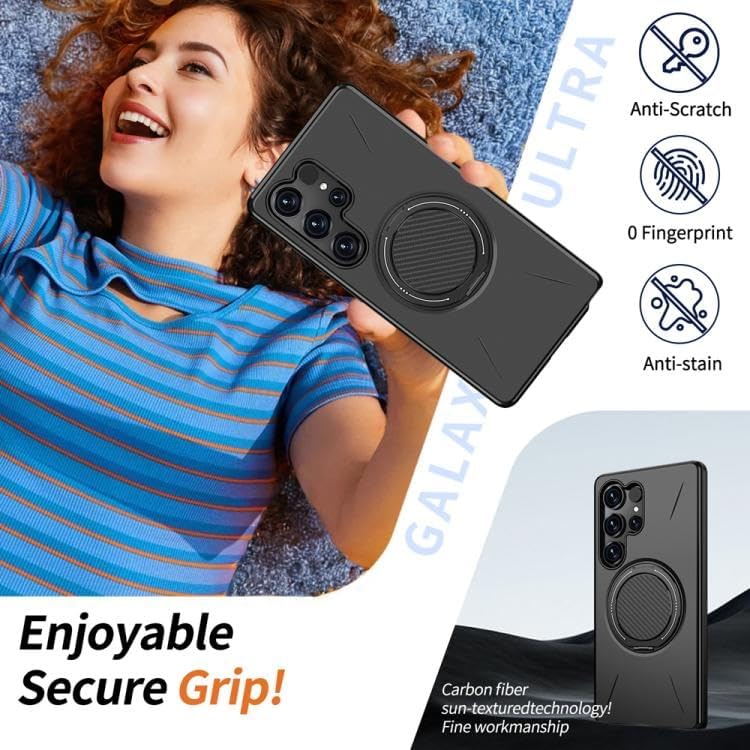Alternative view of Galaxy S25 Ultra için Kılıf Mag-Forge 360° Döndürülebilir Yüzük Stantlı [MagSafe ile Uyumlu] S25 Ultra Koruyucu PC+TPU Hibrit Tasarımlı Güçlü Manyetikli S25 Ultra Kılıf (Siyah)