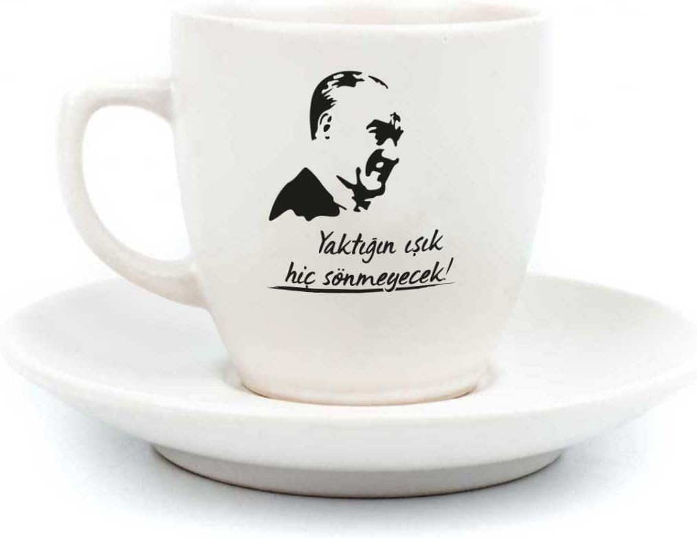 Alternative view of Yaktığın Işık Hiç Sönmeyecek! Krem Türk Kahvesi Fincanı - Hediye Seramik Türk Kahvesi Fincanı