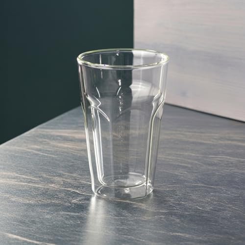 Çift Cidarlı Cam Kupa Bardak, 200ml, 250ml ve 350ml Seçenekli, Isı Yalıtımlı Borosilikat Kahve ve Çay Bardağı, El Yakmayan Modern Tasarım Double Meşrubat Bardağı (1 Adet) (350ML 1 ADET)