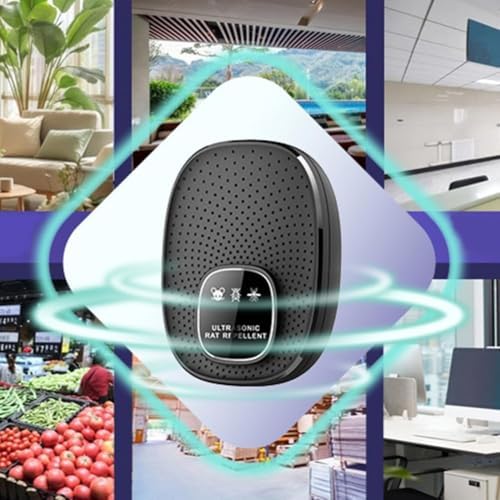 Ultrasonik Fare Böcek Kovucu, Akıllı Çip Teknolojisi, 7x24 Koruma, Evcil Hayvan Dostu, 500m² Kapsama Alanı, 3 Modlu, USB Güç Kaynağı, Siyah