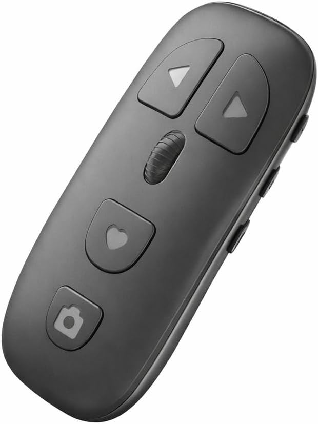Bluetooth Sayfa Çevirme Kumandası Tekerlekli Uzaktan Kontrol Cihazı Telefon Tablet Uyumlu Video Kaydırma E-Kitap Okuma Selfie Çekim Medya Kontrol Aleti | KR-06 (Gri)