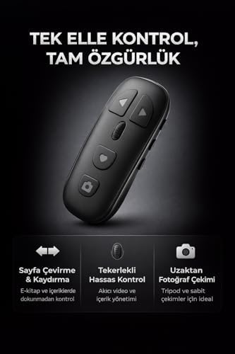 Alternative view of Bluetooth Sayfa Çevirme Kumandası Tekerlekli Uzaktan Kontrol Cihazı Telefon Tablet Uyumlu Video Kaydırma E-Kitap Okuma Selfie Çekim Medya Kontrol Aleti | KR-06 (Gri)