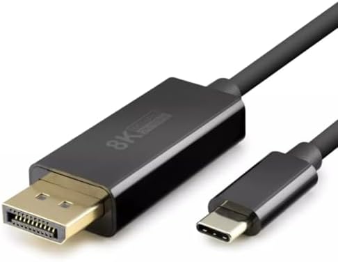 Hadron Type-C to DisplayPort Kablo - 8K 60Hz / 4K 144Hz Destekli, 1.8 Metre, Thunderbolt 3/4 Uyumlu, MacBook, iPad ve Yeni Nesil Laptoplar için DP Dönüştürücü Görüntü Kablosu (Siyah)