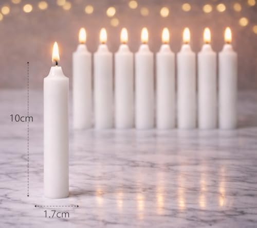 10’lu Beyaz Dilek Mumu Seti, Kaliteli ve Pürüzsüz Dış Yapılı, İçten Yanan Fitilli, Silindir Blok Tasarımlı, Dekoratif ve Ritüel Kullanımına Uygun Mumlar