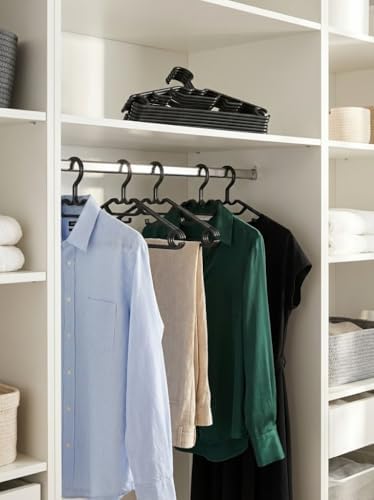 Alternative view of Siyah Plastik Elbise Askısı 10'lu Set – Kaymaz, Sağlam, Tişört, Pantolon, Etek Askısı, Çok Amaçlı Düzenleyici Askılık Dolap İçi Askı (10)