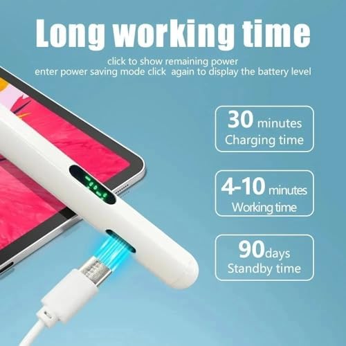 Dokunmatik Stylus Kalem LED Göstergeli Manyetik Gövdeli Type-C Şarjlı Hassas Uçlu Çizim ve Not Alma Kalemi Tüm Touchscreen Cihazlarla iPad ile Uyumlu | ZR61 (Siyah)