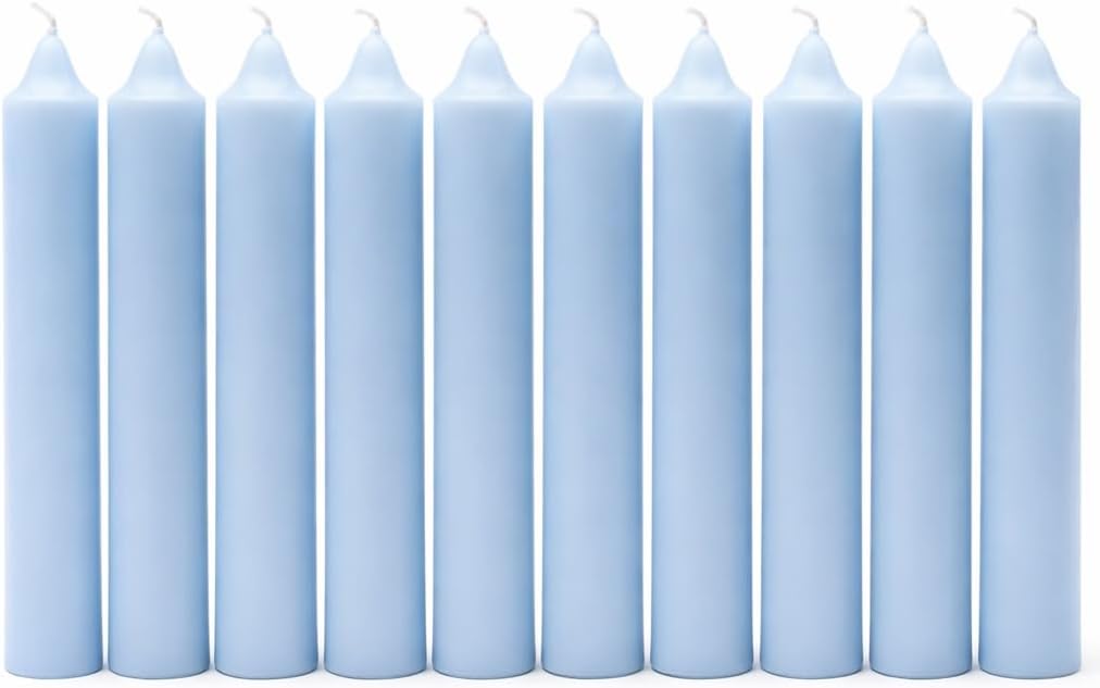 Alternative view of 10’lu Açık Mavi Dilek Mumu Seti, Kaliteli ve Pürüzsüz Dış Yapılı, İçten Yanan Fitilli, Silindir Blok Tasarımlı, Dekoratif ve Ritüel Kullanımına Uygun Mumlar