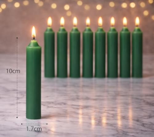 Alternative view of 10’lu Yeşil Dilek Mumu Seti, Kaliteli ve Pürüzsüz Dış Yapılı, İçten Yanan Fitilli, Silindir Blok Tasarımlı, Dekoratif ve Ritüel Kullanımına Uygun Mumlar