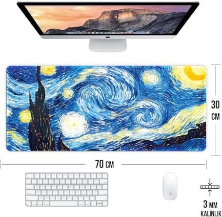 Yıldızlı Gece Oyun Gaming Klavye Mouse Pad Masa Matı 70x30cm