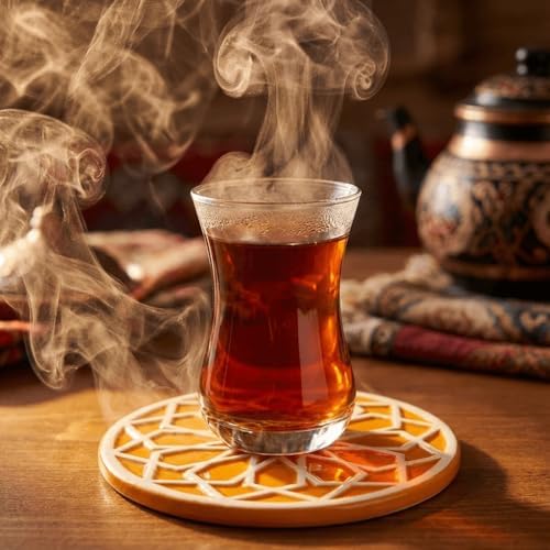 Saul El Yapımı Premium Seramik Bardak Altlığı | Özel Kabartmalı Selçuklu Motifi | Otantik Bal Köpüğü (Hardal) Rengi | Dekoratif & Dayanıklı Sunum Altlığı
