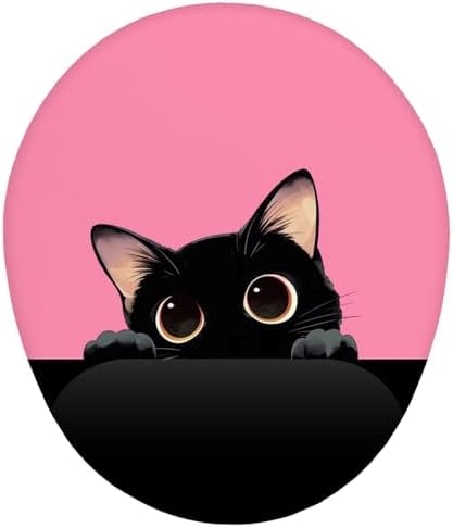 Pembe Renkli Kedi Tasarım Bilek Destekli Mouse Pad (Pembe)