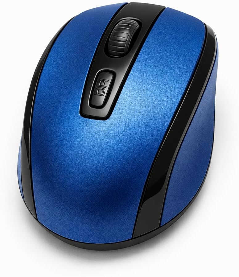 2.4 GHz Kablosuz Mouse | USB Alıcılı, 1600 DPI Yüksek Hassasiyet | Sessiz Tıklama, Ergonomik Tasarım | Laptop ve Masaüstü Uyumlu - Mavi