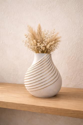 Handmade Dekoratif Seramik Vazo | Spiral Form Modern Tasarım | El Yapımı Doğal Dokulu Vazo | Salon, Masa & Konsol Dekoru