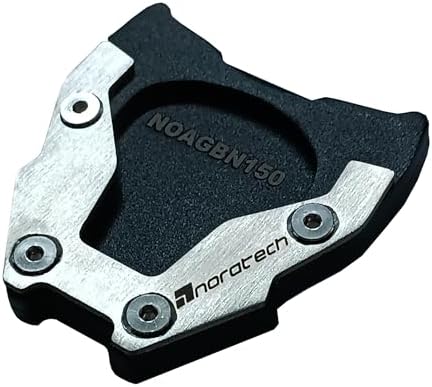 NORATECH MOTO BAJAJ N125 ve BAJAJ RS200 ve BAJAJ NS400 Yan Ayak Genişletici Plaka, Paslanmaz Çelik Kickstand Uzatma Desteği, Siyah ve Gümüş, Motosiklet Aksesuarı