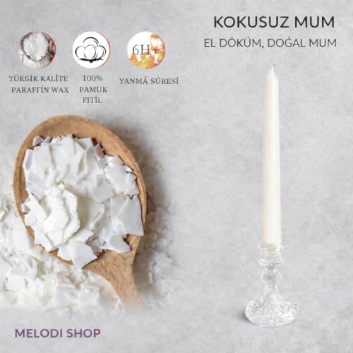 Beyaz Renk İnce Şamdan Mum Seti Varaklı, 25 cm Uzunluk, 10’lu Paket, Dekoratif Taper, Şık Masa, Davet ve Özel Gün Dekorasyonu İçin
