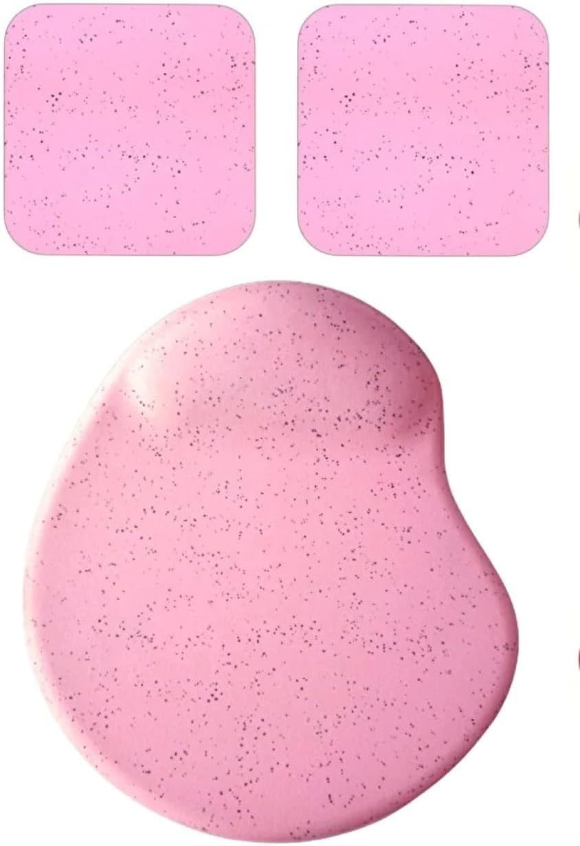 Usin Oval Kum Desen Bilek Destekli Mouse Pad + 2 Adet Kupa Fincan Bardak Altlığı Altlık Set (pembe)