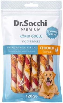 Alternative view of Dr.Sacchi Premium Tavuk Sargılı Çift Renkli Sığır Derisi Çubuk Tahılsız Köpek Ödülü 5" 12 Gr 10'lu