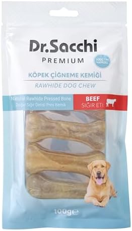 Dr.Sacchi Premium Sığır Etli Doğal Sığır Derisi Press Kemik Tahılsız Köpek Ödülü 3" 20-25 Gr 5'li