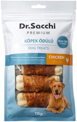 Alternative view of Dr.Sacchi Premium Tavuk Sargılı Beyaz Sığır Derisi Pres Kemik Tahılsız Köpek Ödülü 3” 22-25 Gr 5'li