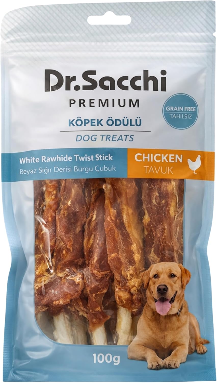 Alternative view of Dr.Sacchi Premium Tavuklu Beyaz Sığır Derisi Çubuk Tahılsız Köpek Ödülü 5" 20 Gr 5'li