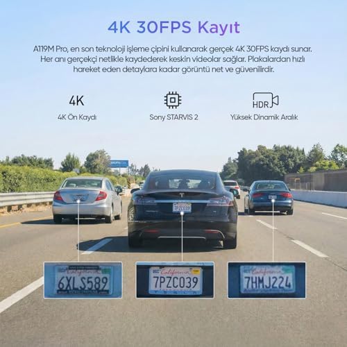 A119M Pro 4K HDR STARVIS 2 Sensörlü Wi-Fi 6 GPS'li Araç Kamerası