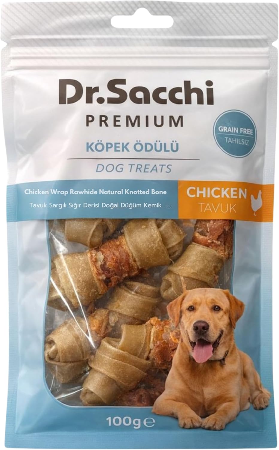 Alternative view of Dr.Sacchi Premium Tavuk Sargılı Sığır Derisi Doğal Düğüm Kemik Tahılsız Köpek Ödülü 2“ 12-13 Gr 8'li
