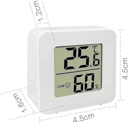 Mini Dijital Termometre ve Nem Ölçer, İç Mekan, Beyaz, LCD Ekran, Gülümseme Yüz İkonlu, 4.5x4.5x1.6cm