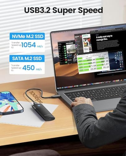 USB 10Gbps M.2 NVMe & SATA SSD Harici Kutu, Toolless Tasarım, Alüminyum Soğutuculu Enclosure, 2230–2280 Uyumlu, 4TB Destekli Yüksek Hızlı SSD Dönüştürücü | 1187