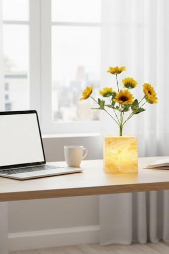 BUFFER Işıklı Yapay Çiçek, Sarı Ayçiçeği LED Dekoratif Bitki, Masaüstü Aydınlatmalı Süs Bitkisi, Ev ve Ofis Dekorasyonu