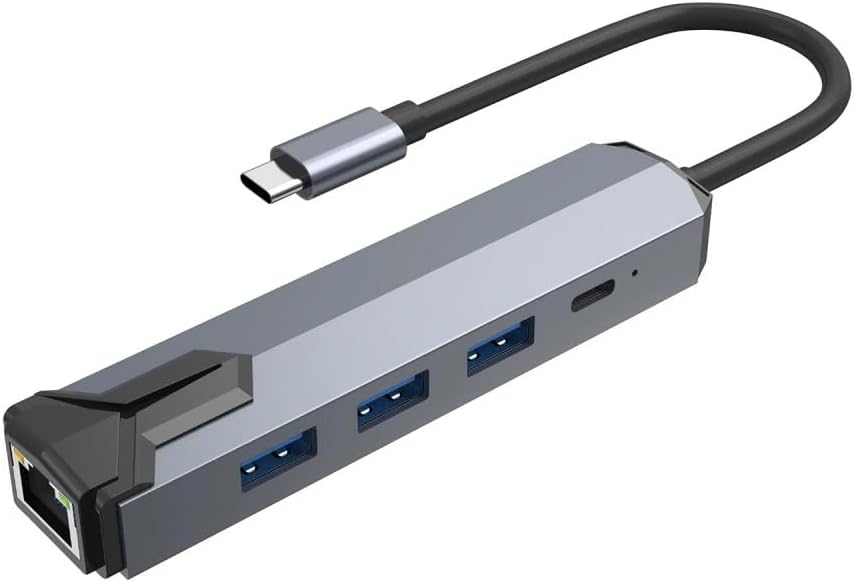USB-C to Gigabit Ethernet Adaptör 3 Port USB 3.0 Hub + PD Şarj Destekli Çoklayıcı, 1000 Mbps Kablolu İnternet, 5Gbps Veri Aktarımı | ZR1158