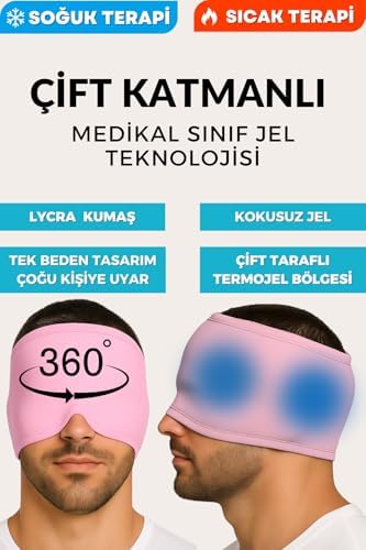Alternative view of Migren ve Baş Ağrısı Giderici Başlık Şapka, Çift Katmanlı Soğuk ve Terapi Medikal Jel (Pembe)