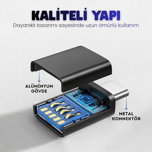 Alternative view of Type-C 3.1 to USB 3.0 Çevirici - Şarj ve Data İçin Dönüştürücü OTG Adaptör - 5Gbps’e Kadar Hız - USB Bellek, Klavye, Fare ve Yazıcı Uyumlu