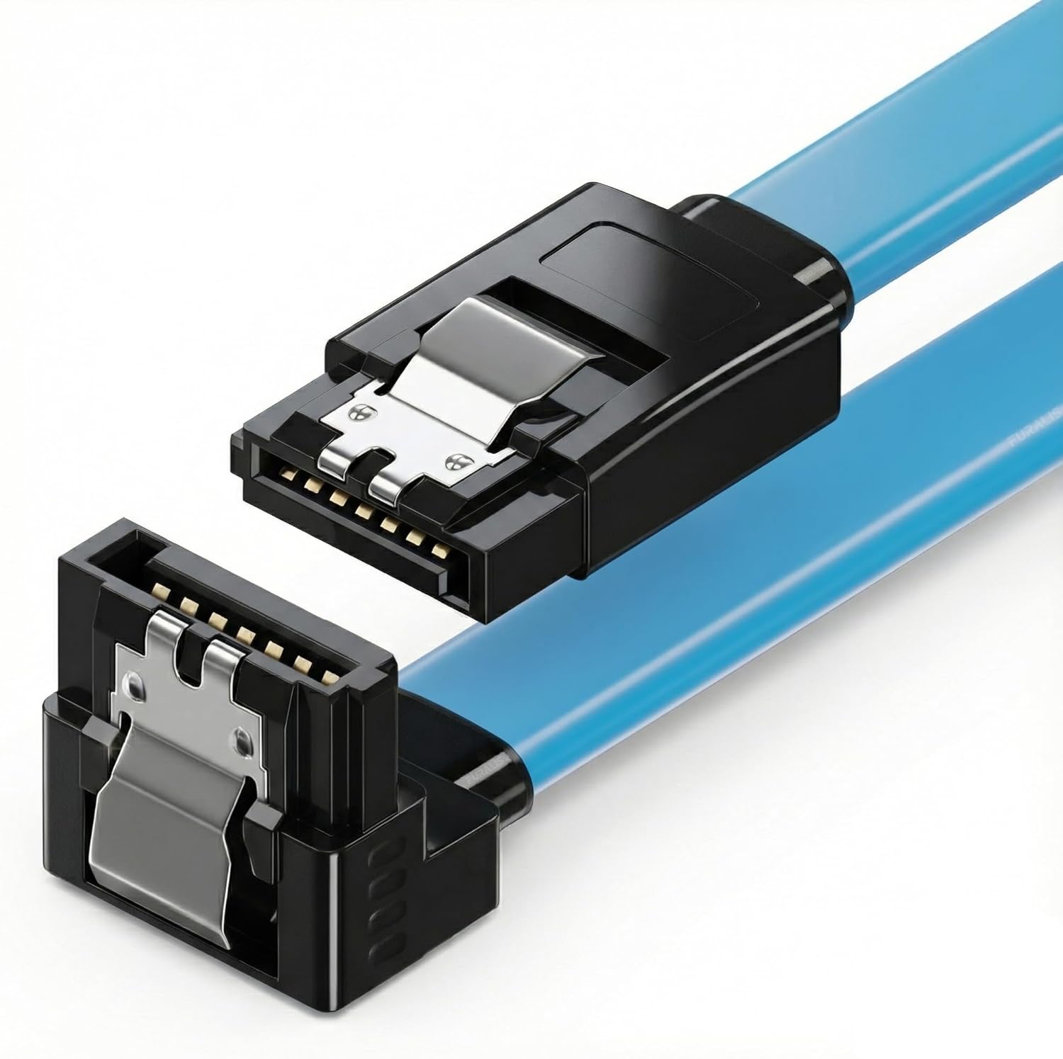 Alternative view of SATA 3.0 Data Kablosu 40 cm - 6Gbps’ye Kadar Hız - 90° Dirsek Uç - Yassı Kablo - Kilitli Konnektör - HDD, SSD Uyumlu - SATA III Veri Kablosu - PC ve Harici Kasa İçin