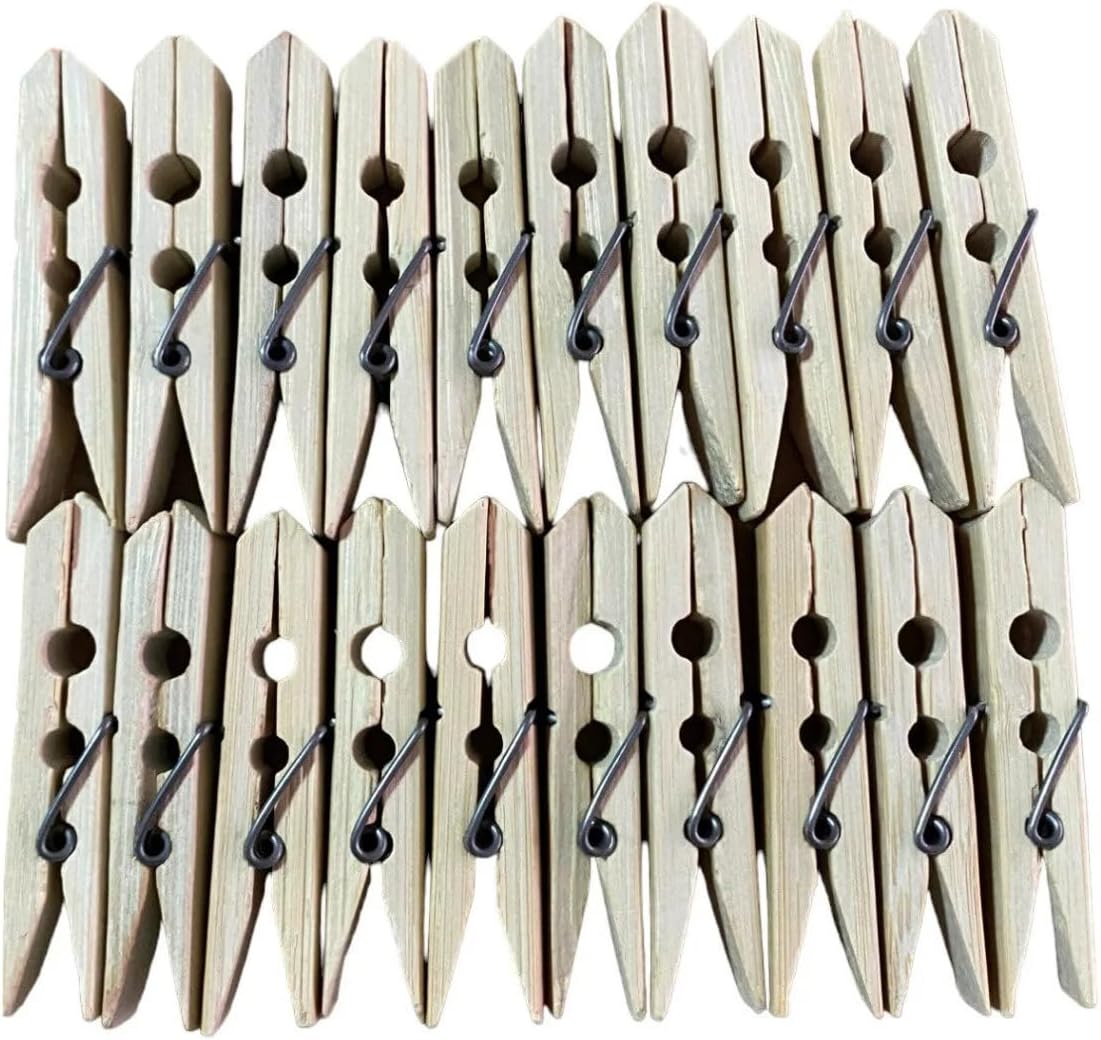 Alternative view of Bambu Çamaşır Mandalı, Doğal Ahşap, Geleneksel Tasarım, 24 cm, 20 Adet