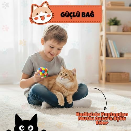 Alternative view of Çıngıraklı Ponpon Kedi Oyuncağı - Renkli İnteraktif Peluş Top - Zilli Yuvarlanan Kedi Topu - Çiğneme ve Tırmalama İçin Uygun - Hafif ve Dayanıklı