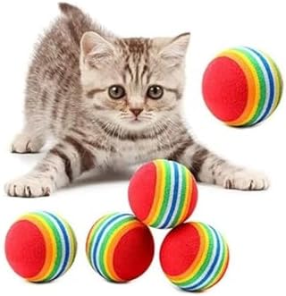 2 Adet Gökkuşağı Renkli Kedi Köpek Hayvan Oyun Topu 4,2 cm