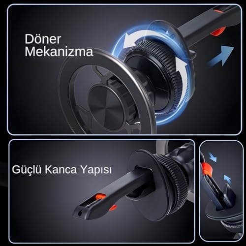 Manyetik Telefon Tutucu MagSafe İle Uyumlu Havalandırma İçin [Güçlü Mıknatıslar] - Kancalı Cep Telefonu Tutacağı Araba Telefon Tutucu - Izgara Klipsli Oto Tutucu
