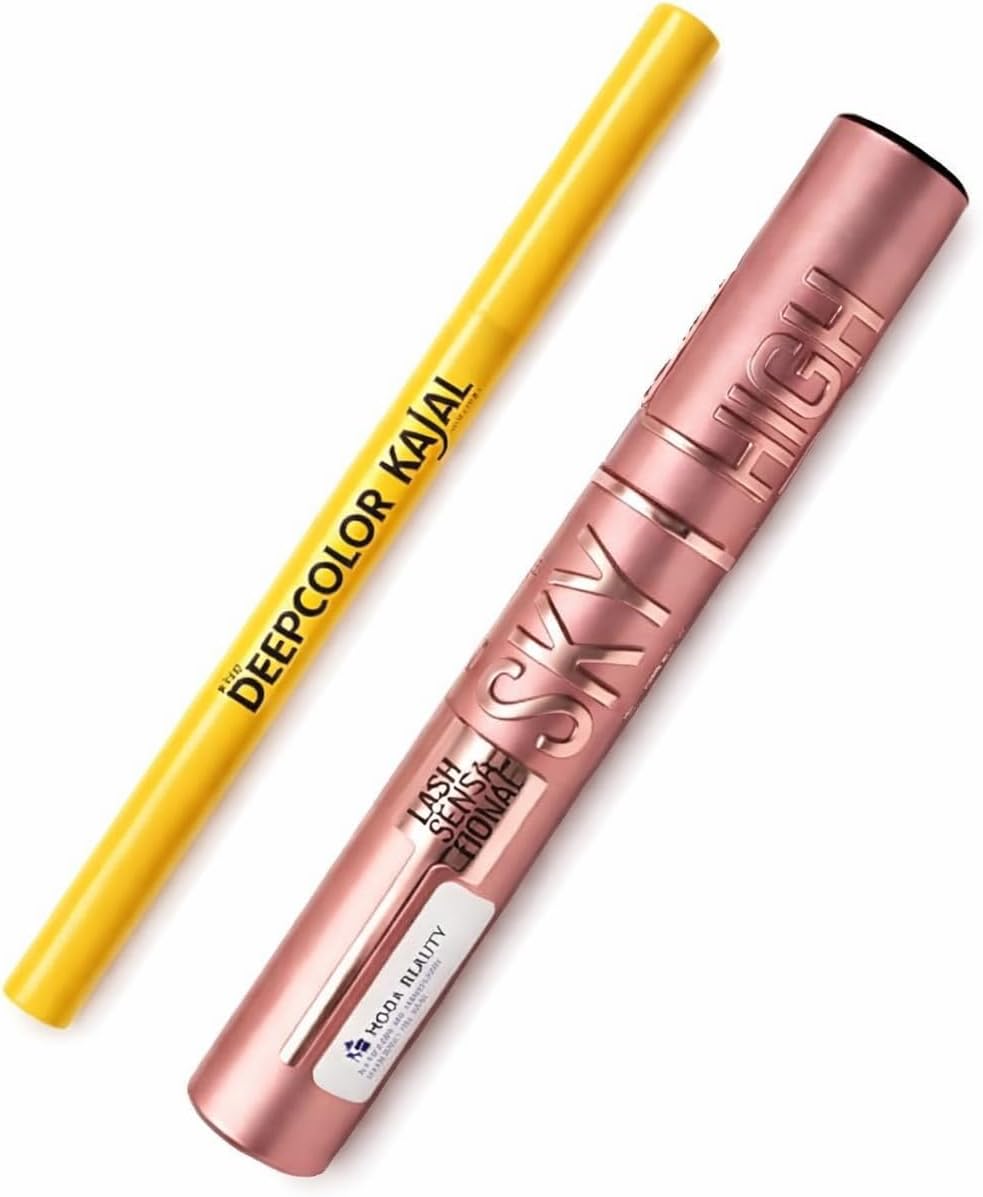 Kajal Göz Kalemi, Sky Lash Sensational Maskara Seti, Yoğun Siyah Renk, Suya Dayanıklı, Uzun Süre Kalıcı, Uzatma ve Hacim Etkili Göz Makyaj Seti