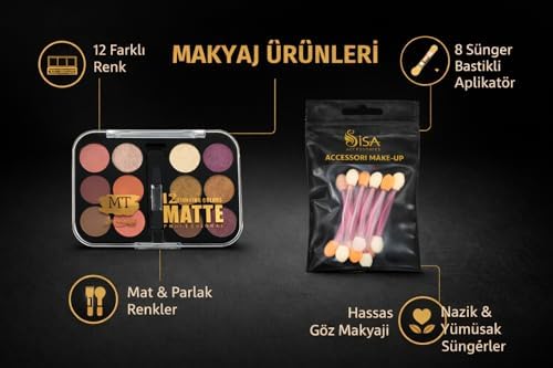 12 Renk Profesyonel Mat ve Işıltılı Göz Farı Paleti, Nude & Bordo Tonlar, Yüksek Pigmentli, Uzun Süre Kalıcı, Kompakt Tasarım, Far Aplikatörlü Çok Amaçlı Makyaj Seti.