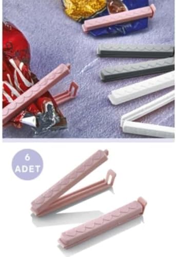 Poşet Klipsi 10 cm – Gıda Poşeti Kapatma Mandalı, 6 Adet Çok Amaçlı Plastik Klips, Mutfak ve Saklama için (Renkli Set)