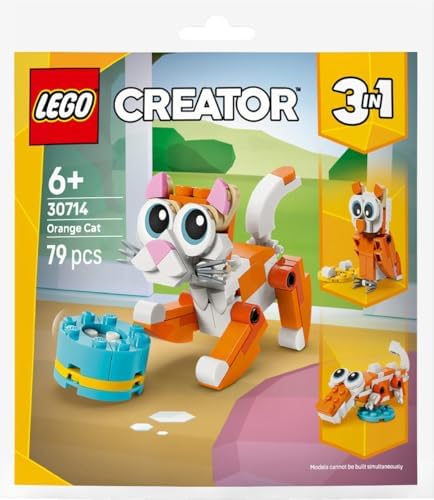 Creator Turuncu Kedi 30714 – 6 Yaş ve Üzeri Kız ve Erkek Çocuklar için Timsaha ve Yuvası, 2 Yumurtası Olan 1 Baykuşa Dönüşebilen Yaratıcı Oyuncak Yapım Seti, Doğum Günü Hediyesi Fikri (79 Parça)