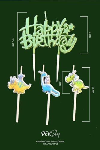Dinazor Tema Happy Birthday Mum Seti 3lü Ayıcık Tema Doğum Günü Pasta Mum Seti