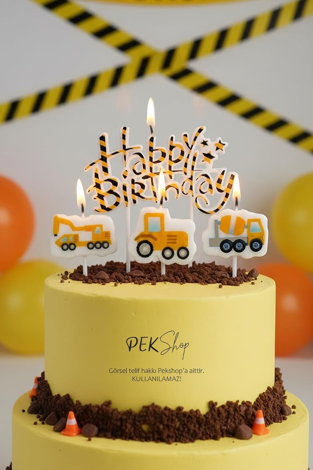 Alternative view of İnşaat Tema Happy Birthday Mum Seti 4lü Ayıcık Tema Doğum Günü Pasta Mum Seti
