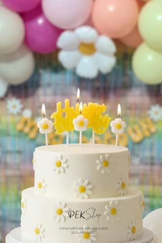 Alternative view of Papatya Tema Happy Birthday Mum Seti 4lü Papatya Doğum Günü Pasta Mum Seti