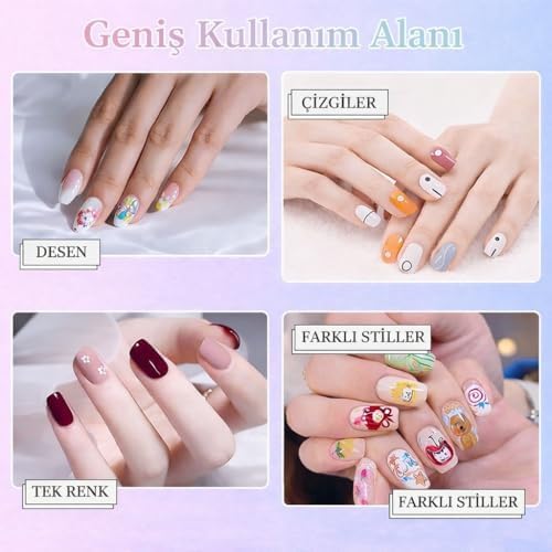 RIVANO 12 Renk Oje Sanatı Kalemi Seti, Su Bazlı Hızlı Kuruyan Tırnak Art Kalemi, Çocuklar ve Yetişkinler İçin Kolay Tırnak Boyama ve Nail Art Tasarım Seti