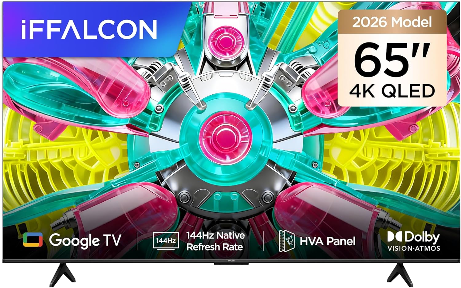 iFFALCON 65U75A 65 İnç Smart TV 4K QLED Renkli Quantum Crystal HDR 10+ Gaming TV, 144Hz Doğal Yenileme Hızı, Dolby Vision Atmos, DTS Virtual X, MEMC, Game (2026 Model)