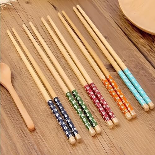 Alternative view of 5 Çift Bambu Chopstick Desenli Yıkanabilir Çin Suşi Ramen Noodle Yemek Çubuğu