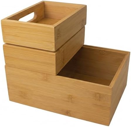 3'lü Modüler Bambu Organizer Set - Üst Üste Geçebilen Çok Amaçlı Çekmece İçi ve Masaüstü Düzenleyici Kutu - Banyo, Mutfak ve Ofis İçin Ahşap Saklama Seti