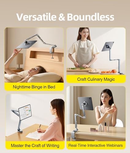 Profesyonel Ayarlanabilir Manyetik Tablet Tutucu Alüminyum Stand, 360° Ayarlanabilir, 20X Daha Güçlü Kilitleme, 4-13" Telefon ve Tabletler İçin, Yatak, Masa Montaj | T01 Mangnetic
