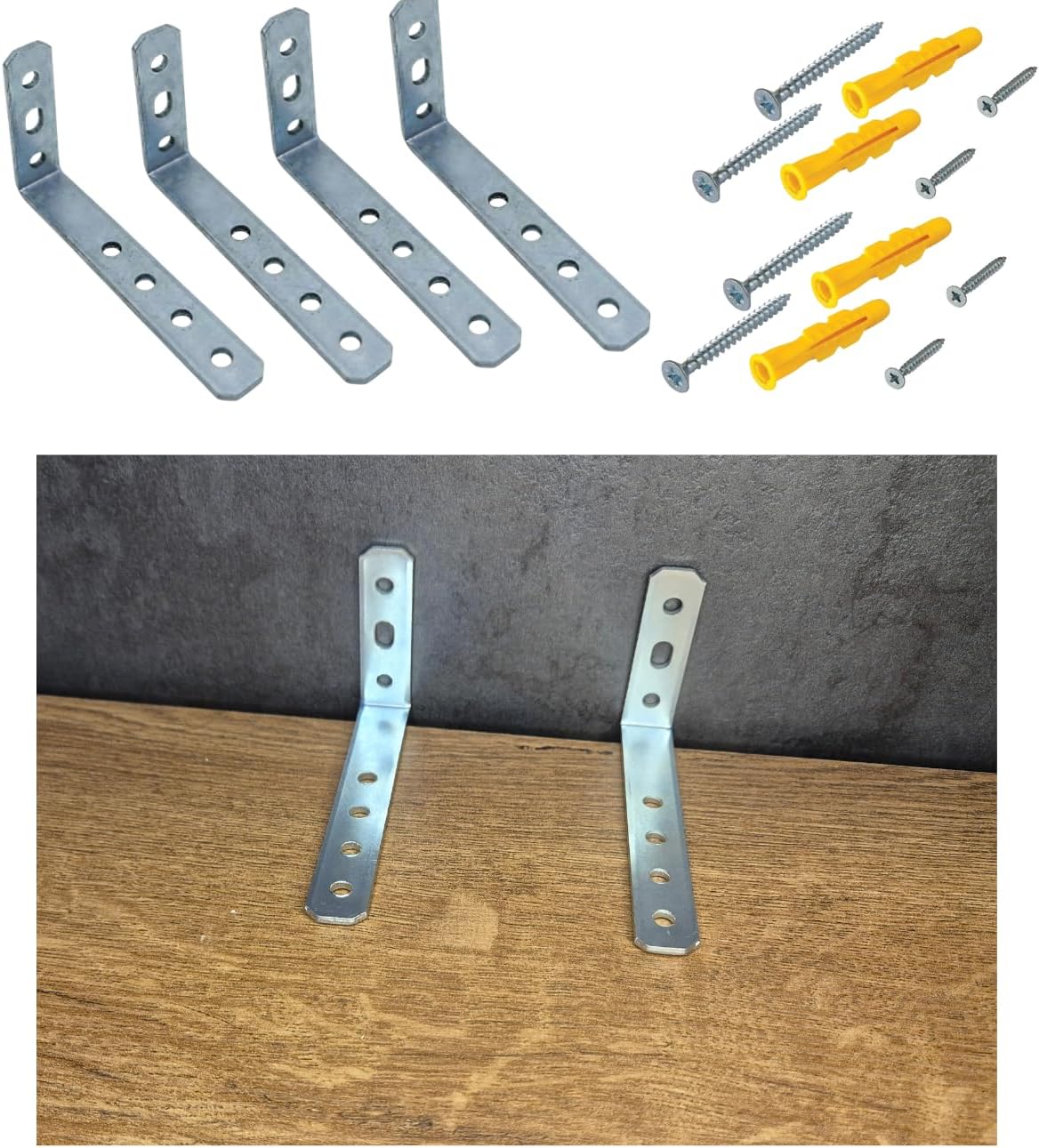 Deprem Güvenliği Dolap Sabitleme Aparatı, Gri, 16x52x100mm, Mobilya Duvara Sabitleyici, 2 Adet Metal L Demir